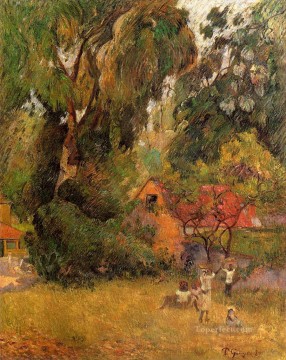  Primitivismo Pintura - Cabañas bajo los árboles Postimpresionismo Primitivismo Paul Gauguin